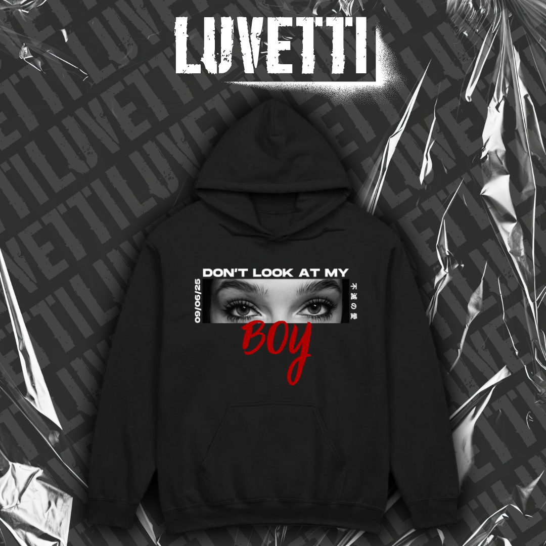 Luvetti™ Eyes don't Lie Kişiye Özel Tasarım Oversize Siyah Hoodie