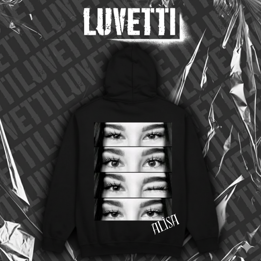 Luvetti™™ 4 You Kişiye Özel Tasarım Oversize Siyah Hoodie