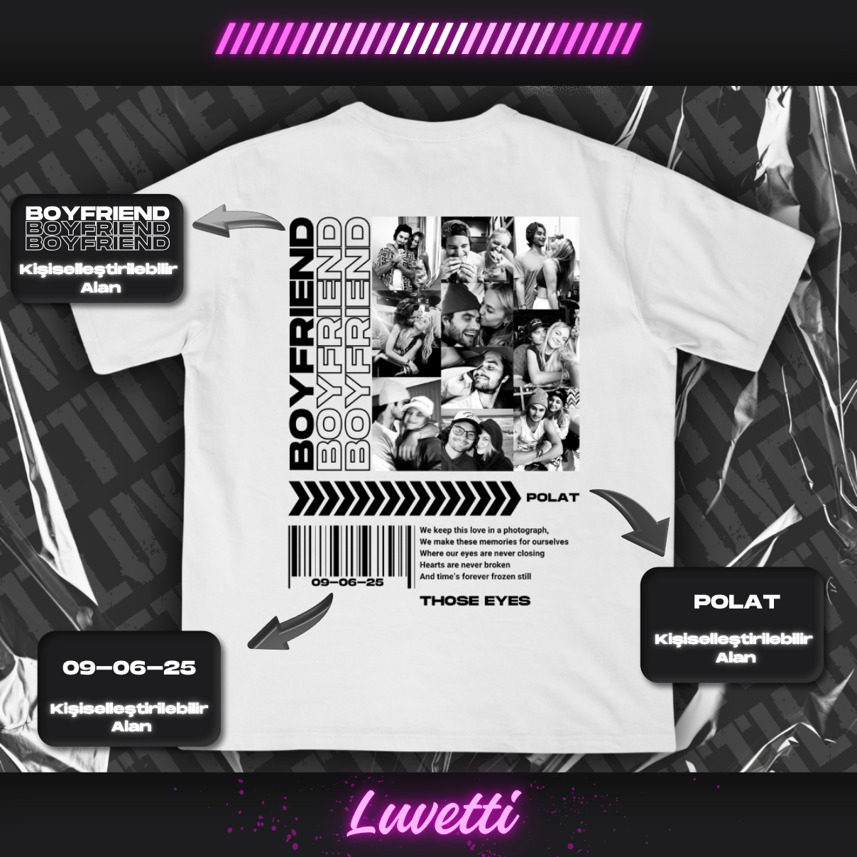 Luvetti™ Boyfriend & Girlfriend >>>>>> Kişiye Özel Tasarım Oversize T-Shirt