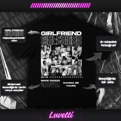 Luvetti™ Girlfriend & Boyfriend Kişiye Özel Tasarım Oversize T-Shirt